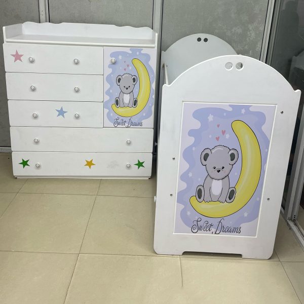 Mdf cot mattress chest of drawers