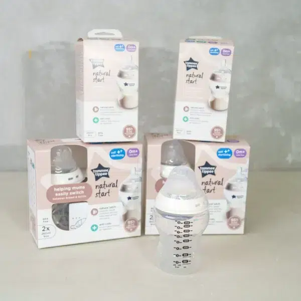 ommee Tippee Single Bottle with anti-colic technology, BPA-free material, and natural latch nipple design, perfect for seamless bottle-feeding.