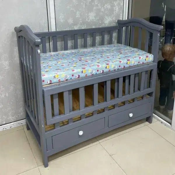 Wooden Baby Cot with Mattress & Storage Drawers